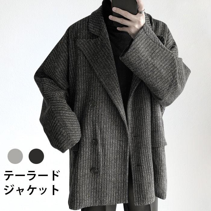 【新品】テーラードジャケット メンズもジャケット コート アウター テーラード 長袖 ゆったり ストライプ柄 ポケット付き 体型カバー ライトアウター 秋新作