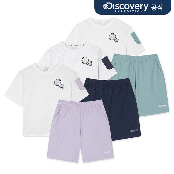 [ディスカバリー] ウーブンポケット半袖Tシャツ+ショートパンツSET 3種択1 _