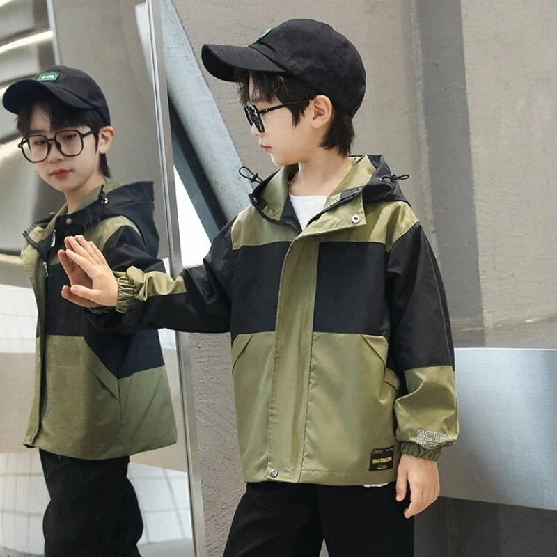 【幸運】男の子つなぎフード付きジャケット24新作子供服ジャケット中高子供カジュアルトップス子供ウインドブレーカーファッション