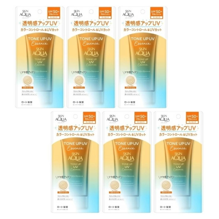 【6セット】スキンアクア トーンアップUVエッセンス ラテBE 80gラテベージュ ロート製薬 SKIN AQUA カラーコントロール 日焼け止め 汗 水 紫外線 化粧下地 顔 からだ まとめ