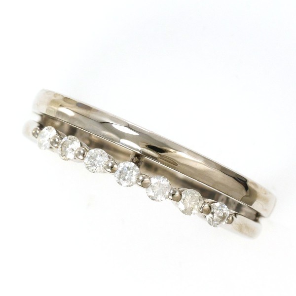 K10 10金 WG ホワイトゴールド リング 指輪 10号 ダイヤ 0.19 ジュエリー 中古