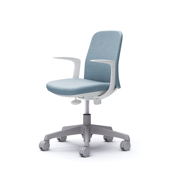 【納期約45日】オカムラ CD23BW FXW9 セージ Lives Entry Chair [オフィスチェア デザインアーム 5本脚(コンパクトタイプ) ホワイトボディ]