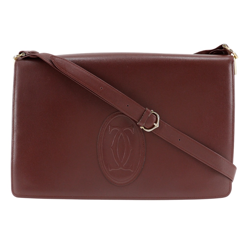 マストライン ショルダーバッグ カーフ ボルドー レディース 中古品