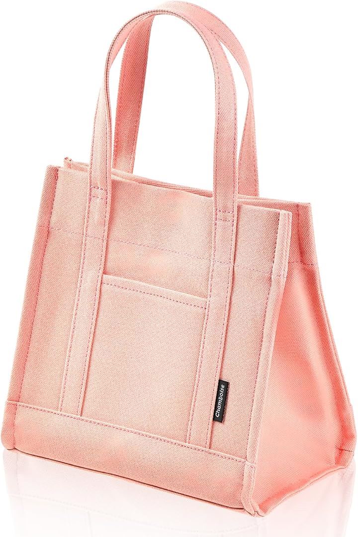 ミニトートバッグ 日本製 自立型 帆布 キャンバス 小さめ ユニセックス ランチバッグ 収納 ギフトにも(ピーチ, ミニ)