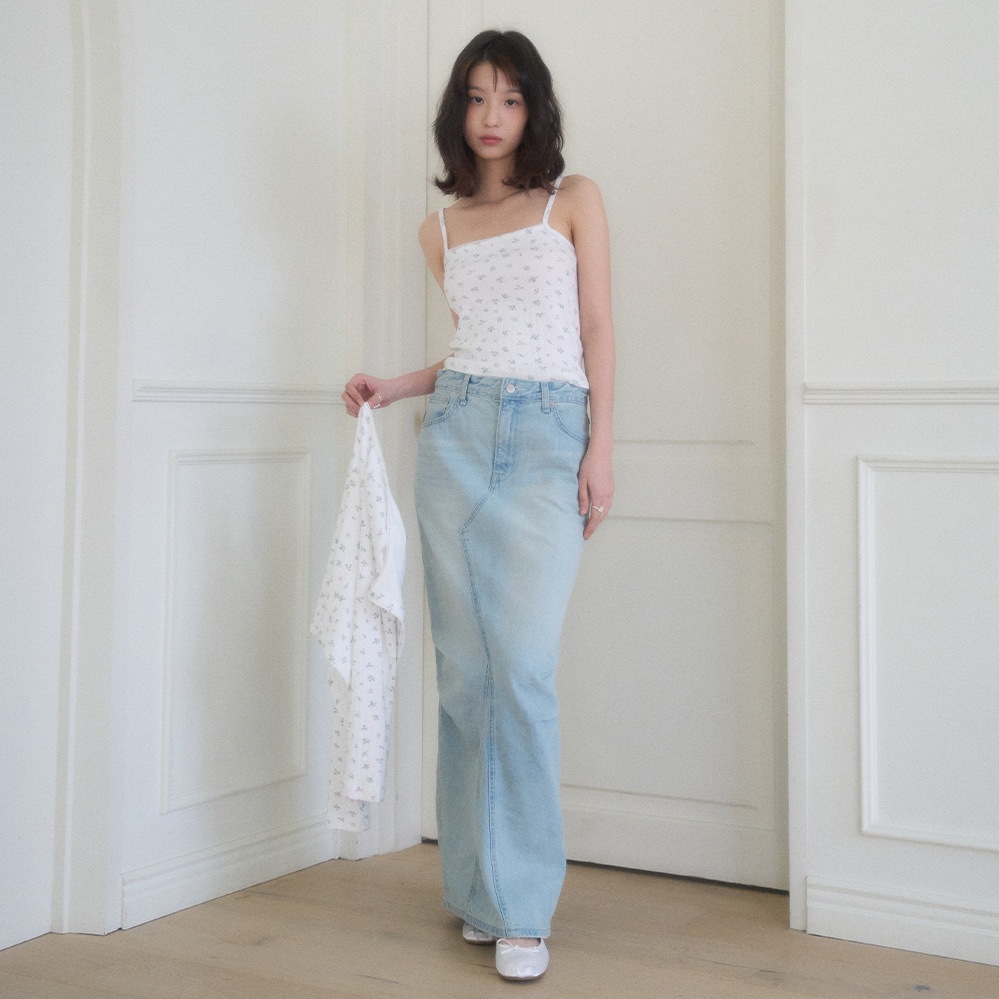 ICE WASHING DENIM LONG SKIRT