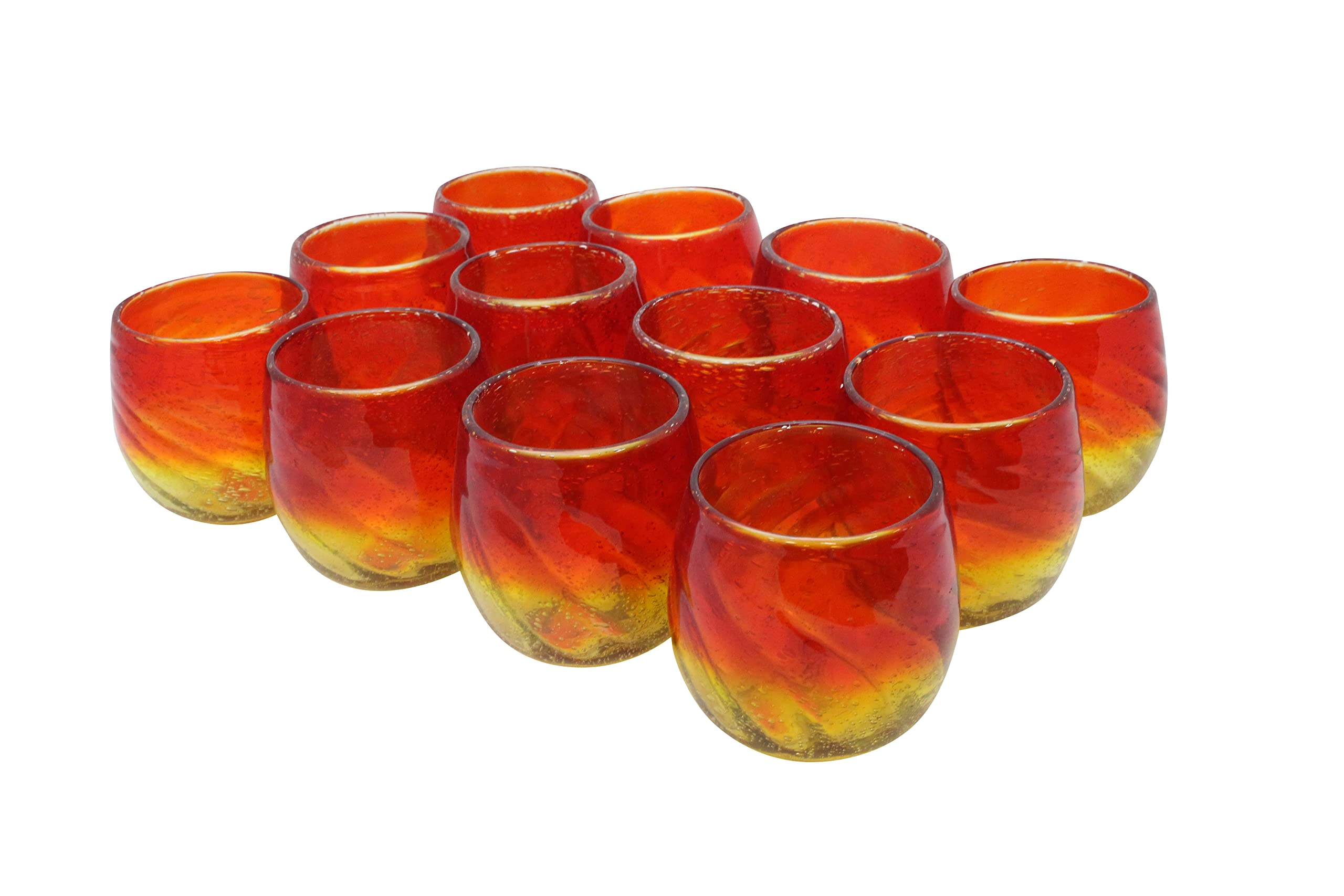 【Amazon.co.jp限定】【業務用 セット】インスタ映えする 美ら海 泡たる グラス(大)赤&黄 12個組