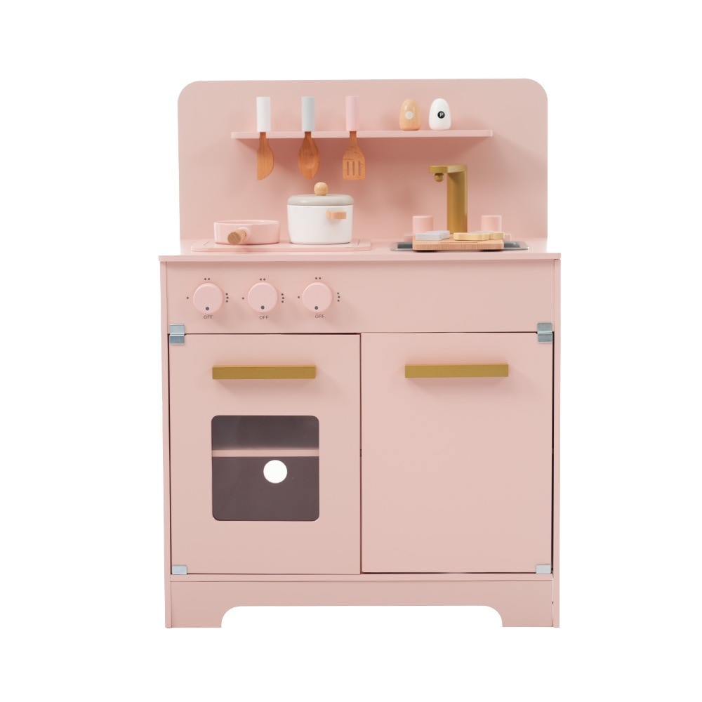 おままごと キッチン 木製 調理器具付き ままごとセット 誕生日 台所 知育玩具 子供用 子供 収納 まねっこ コンロミニキッチン おもちゃキッチン キッズ ベビー 【ピンク】