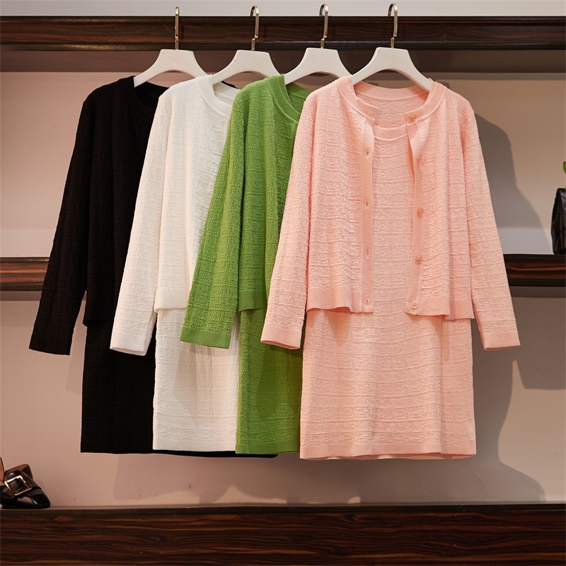 大きいサイズ レディース　セットアップ カットソー　カーディガン　タンクトップワンピ　セットアップ