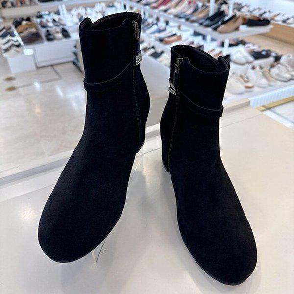 女性宝石ストラップポイントスウェットアンクルブーツ 422604 IA ブラック