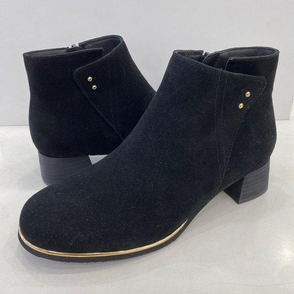 女性スエード セミフォーマル ショートアンクル PFDWSB862BK HSIY2A GN