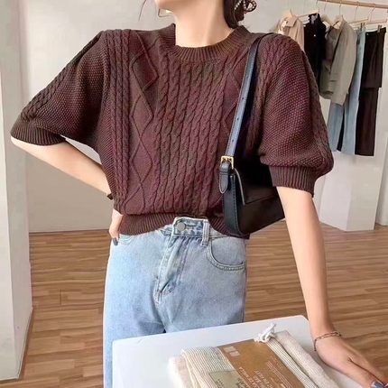 ６色 トップス ニット セーター プルオーバー レディース 春 秋 きれいめ ゆったり 半袖 ゆったり 大きめ 半袖 五分袖 ドルマンスリーブ Uネック ラウンドネック BIGシルエット 裾イン ケー 5,980円