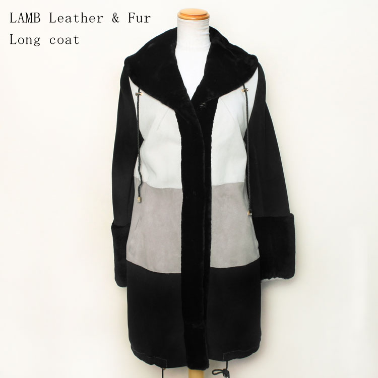 ラム Wフェイス ファー コート ブラック グレー レディース ギフト プレゼント