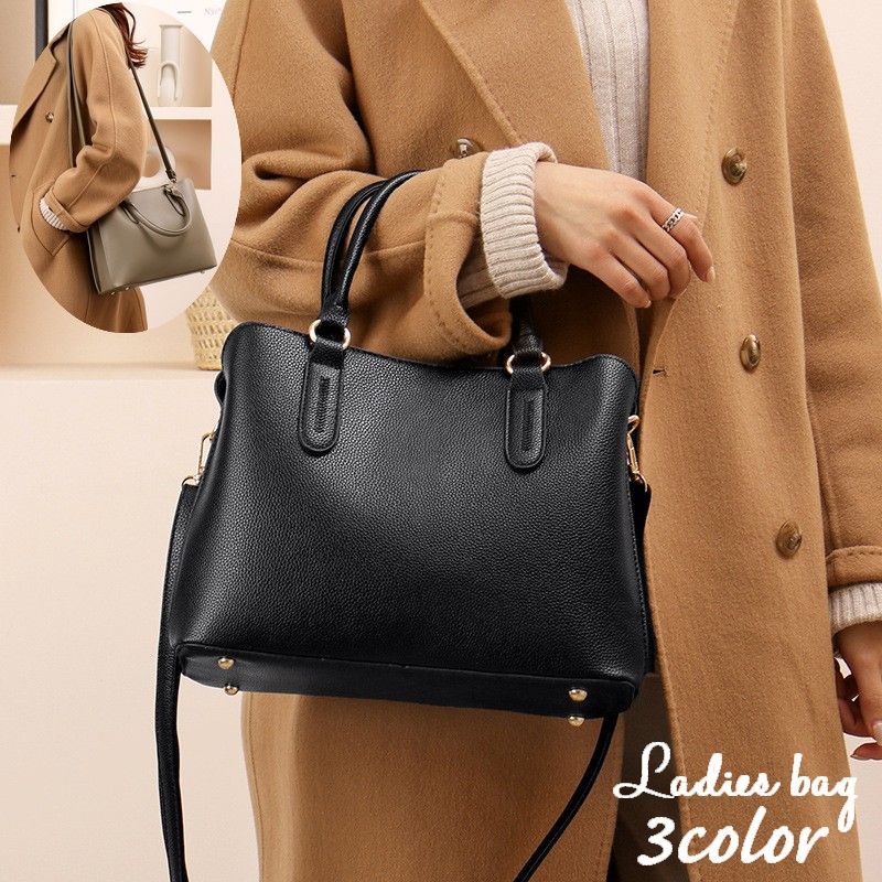 工ガ割-ディース女性用かばんカバンPUレザー無地提げ肩掛け斜め掛けシンプル上品おしゃれお出かけ普段使いファスナーマグネットボタン鞄婦人用ブラックカーキレッド2wayバッグハンドバッグショルダーバッグレ