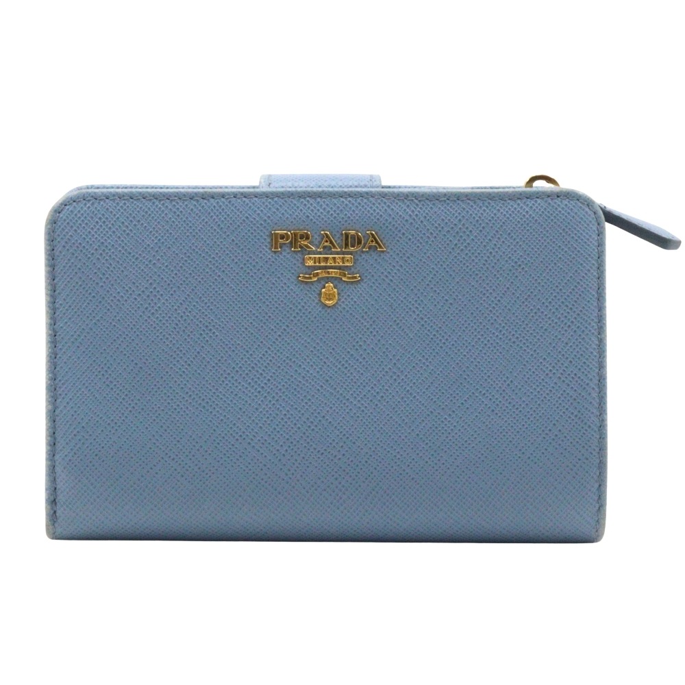 二つ折り財布 サフィアーノ ASTRALE 水色 レディース 中古品
