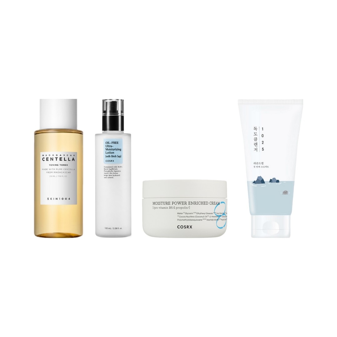 低刺激スキンケア4点セット センテラトナー210ml＋COSRXローション100ml＋COSRXクリーム50ml＋ドクトクレンザー150ml