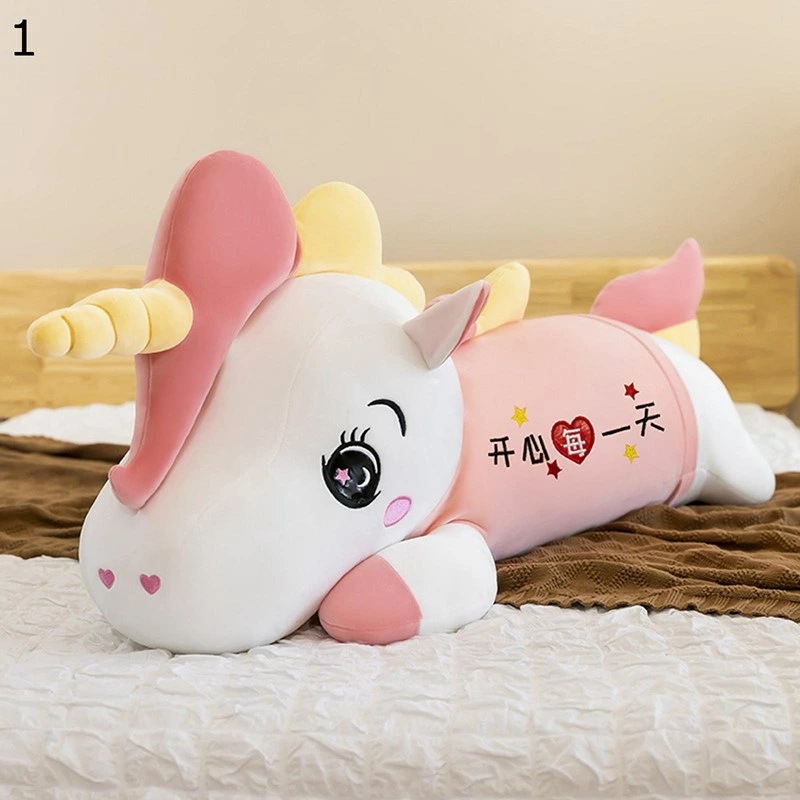 ぬいぐるみ 円柱 円筒抱き枕 ユニコーン 伏せる姿 ロング 眠り枕 抱き枕 頚椎サポート ネックピロー ネックフィット枕 添い寝枕 抱き枕 動物 マシュマロ感 居眠り 可愛い 萌え萌え 娘 友達
