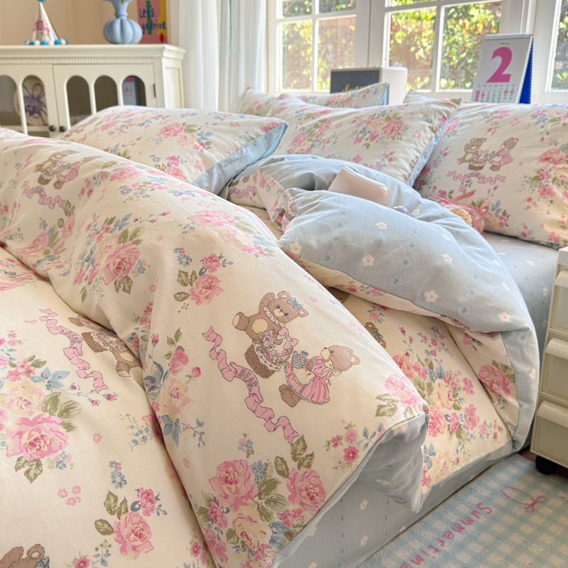 純綿ベッドに全綿布団セットベッドシングル寮布団カバーベッド笠床品3枚セット