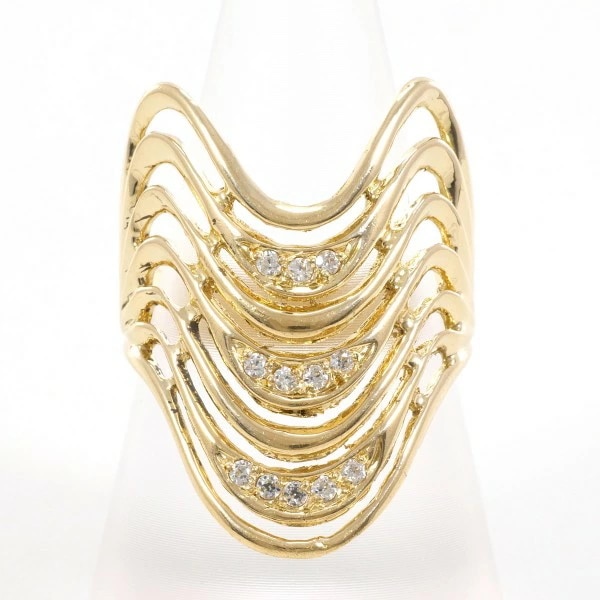 18K YG リング 指輪 15.5号 ジルコニア 総重量約6.8g ジュエリー 中古 65,120円