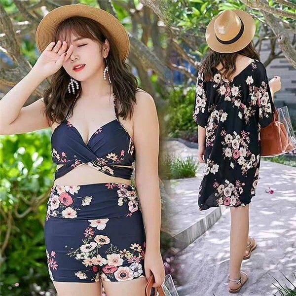 【急速出荷!】ぽっちゃり 水着 大きいサイズ レディース 体型カバー 着痩せ ビキニ 3点セット ビーチ セクシー 韓国風 女性 上下 2L 3L 4L 5L 6L【2L/3L/4L/5L/6L】 ブ