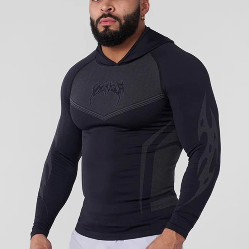 【超お得1つ買うと10個もらえる】メガ割おしゃれヨガウェア 夏の準備！ アメリカン 新作 メンズ タイト Tシャツ ジョガー スポーツ フィットネス ランニング トレーニング 速乾 フード付き 長袖