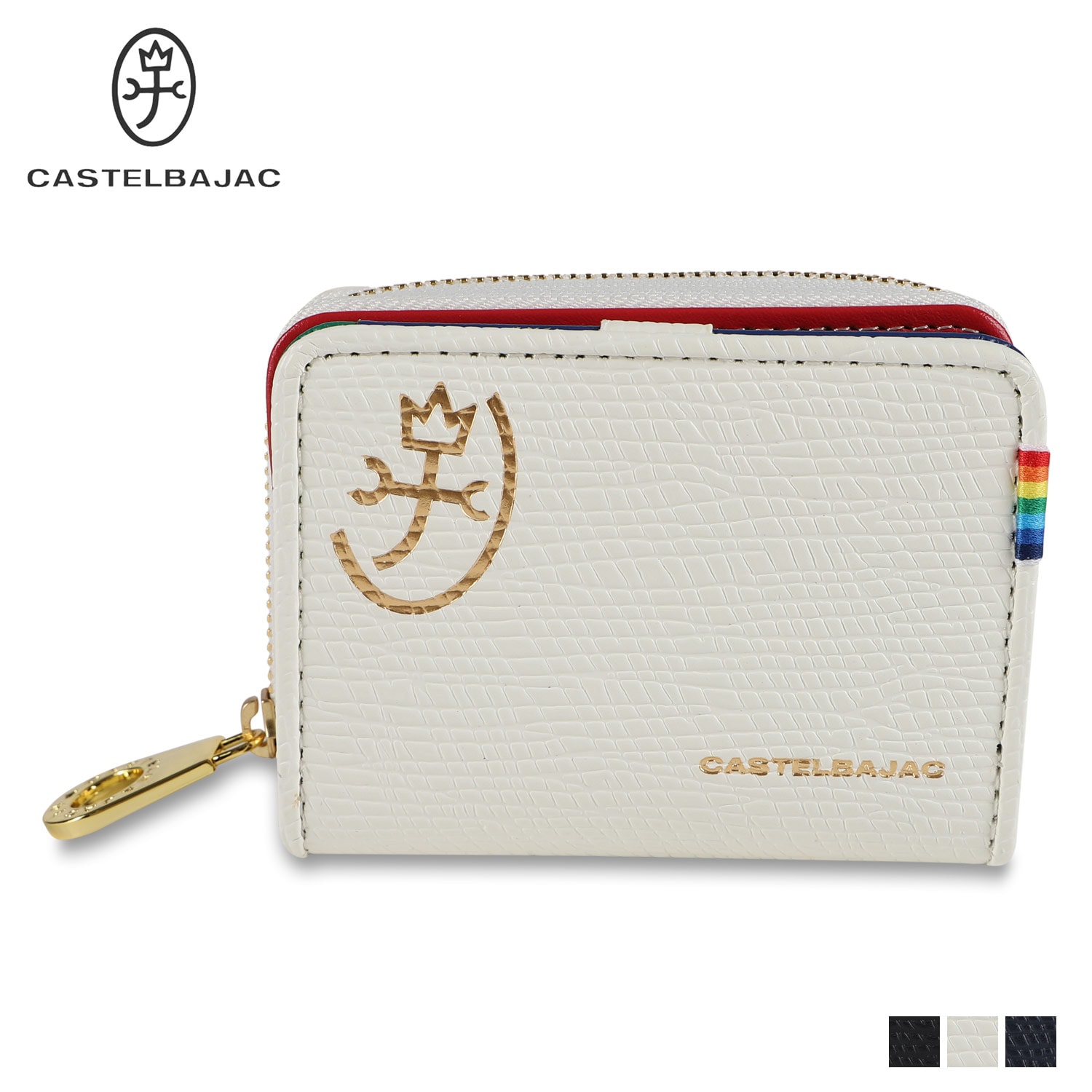 財布 二つ折り レインボー メンズ レディース 本革 ラウンドファスナー 79611