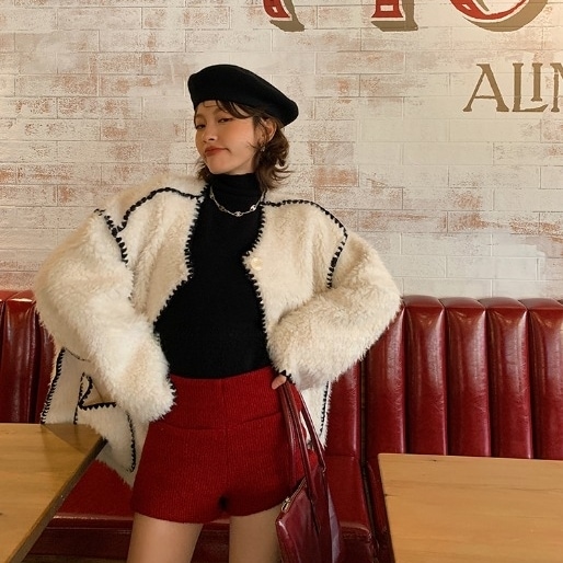 セーター コート アウター ボア 前開き パイピング アウター 長袖 大人可愛い シンプル お洒落 こなれ感 普段使い