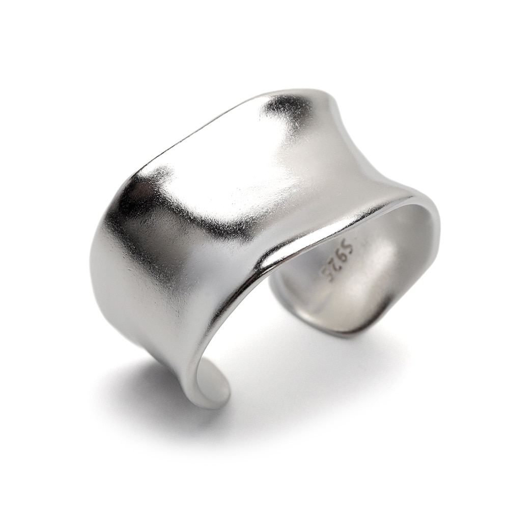 シルバー925 ボーンカフリング マット [cr658]