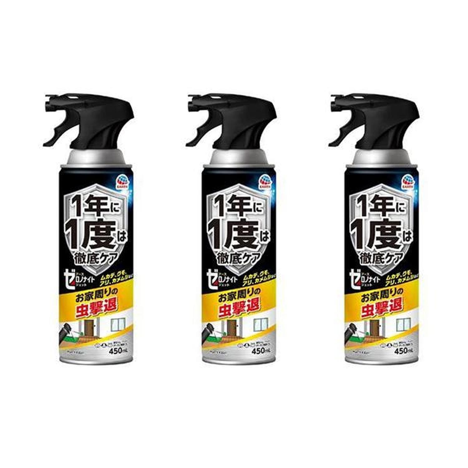 3個セット アース製薬 ゼロノナイト イヤな虫用 ジェット 450ml ムカデ クモ