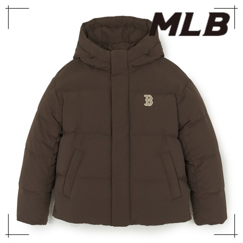 MLB公式 ダウン Varsity Vintage Lettering Hooded Short Padded BOS (Brown)