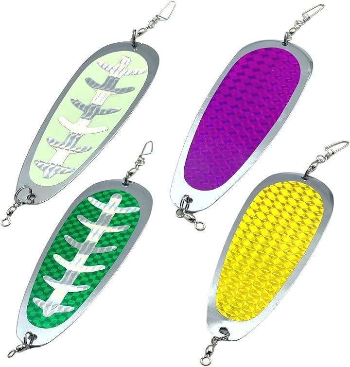 釣り ドジャー スプーン トローリング 板 フライ レイク ライト 陸 船 ルアー リグ サクラマス ニジマス トラウト 暗所発光 サルカン付属(4カラー)