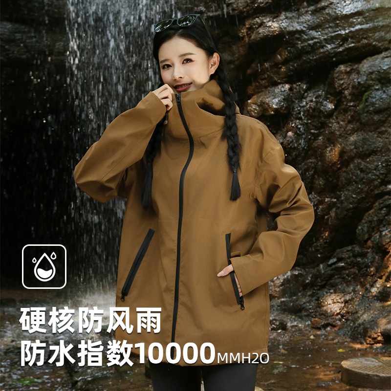 ハードシェルプレス型接着剤4シーズンウィンドブレイカージャケットと同じスタイルの屋外スポーツ風力防水スーツフード付きカジュアルジャケット