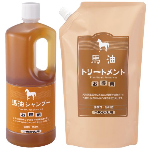 アズマ商事の　馬油トリートメントとシャンプーの　詰替え用　各1000ｍｌ