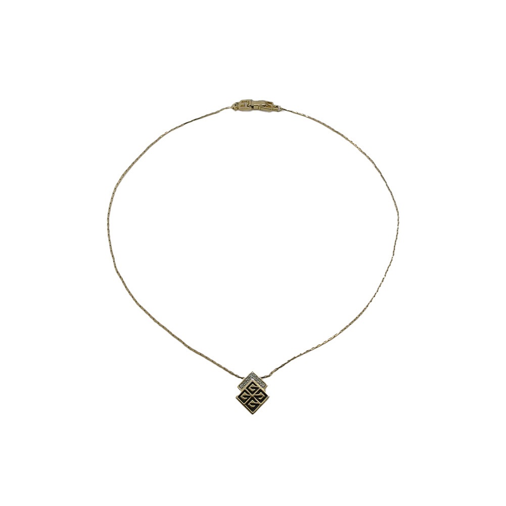 ネックレス 4Gロゴ ラインストーン付き ゴールド ブラック レディース 中古