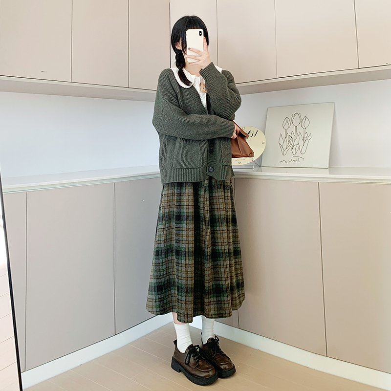 【送料無料】秋 タータンチェック チェック ナチュラル ベーシック 学生風 キュート ラブリー ガーリー きれいめ 大人可愛い いい