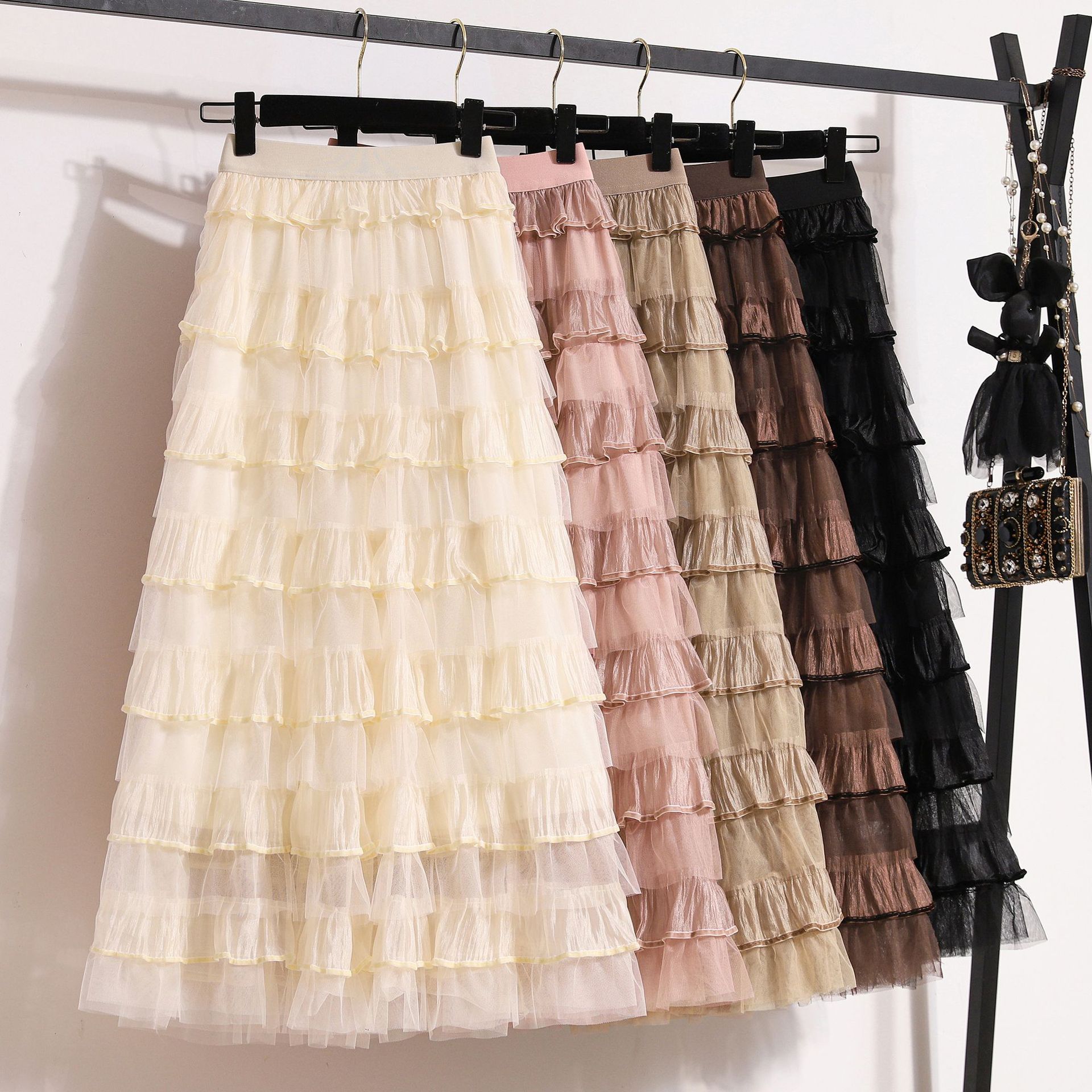 ラインメディアレングススカート女性 1つ買うとつ無料重工業のマルチレイヤーメッシュケーキスカート25スプリングハイウエスト