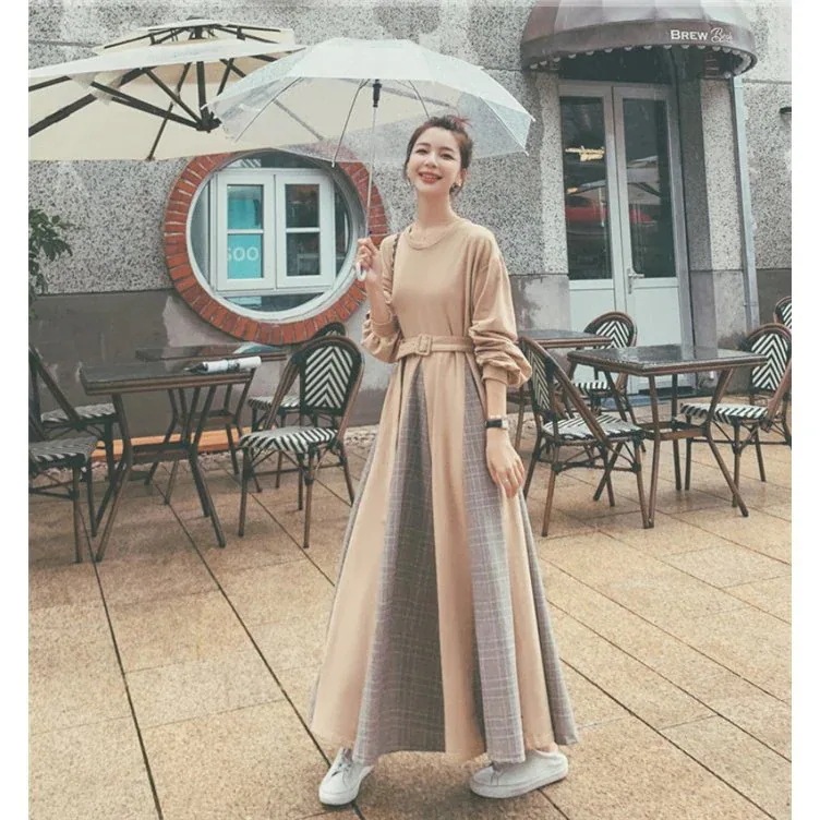 ワンピース レディース 40代 おしゃれ マキシワンピース 長袖 ロングワンピース ベルト付き