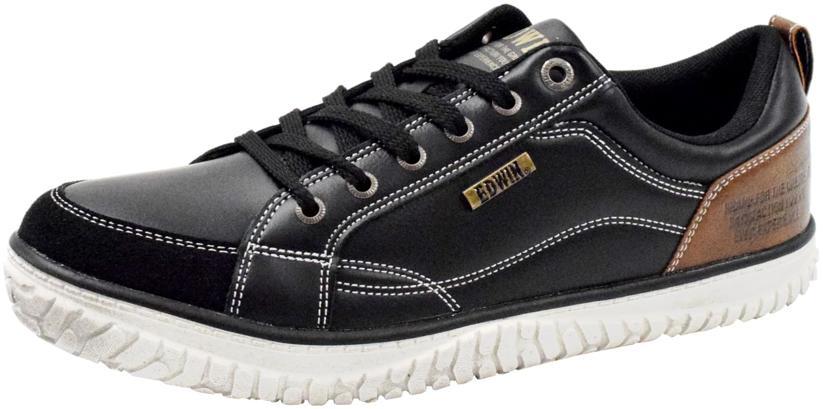 【最安値挑戦中】 エドウイン メンズ 靴 スニーカー 軽量 幅広 外羽根 防滑 おしゃれ シンプル 合わせやすい カジュアル 25.0 cm ブラック EDW-7769