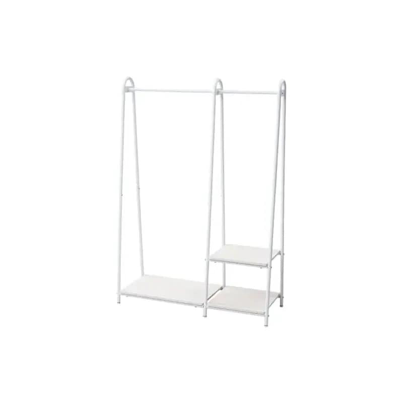 ハンガーラック 幅106.5奥行39.5高さ151cm A型タイプ 棚板付き 全体耐荷重90kg 見せる収納 組立品 ホワイトウォッシュ/ホワイト ASH-C(WW/WH)