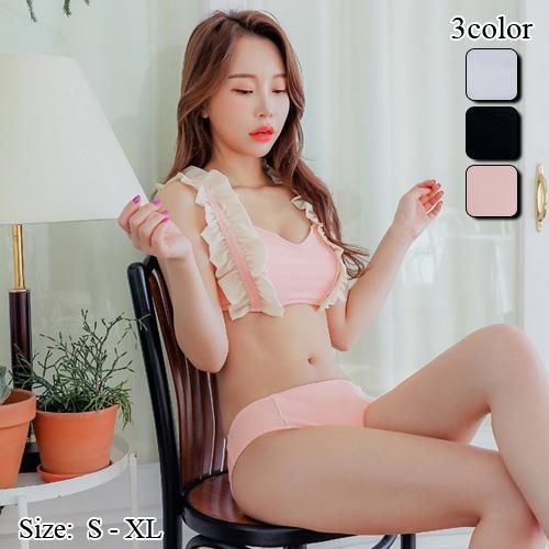 【グラシア】 水着 ビキニ レディース ビーチウェア スイムウェア 流行 海 プール オフショル フリルショルダー ストラップ フリル リボン ビキニ 女子力 ホワイト ブラック ピンク S M L