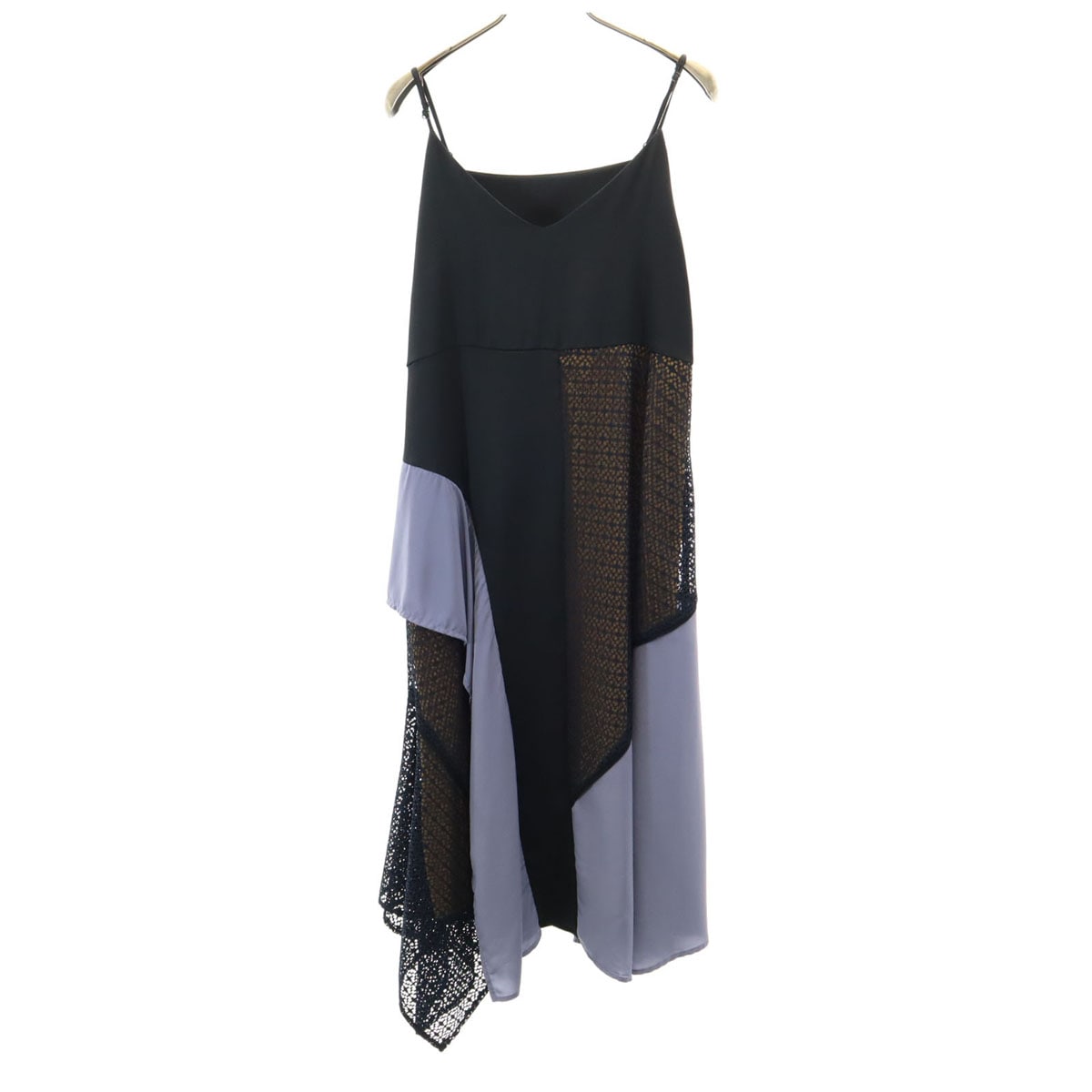 ロング キャミワンピース 黒系 レディース 古着