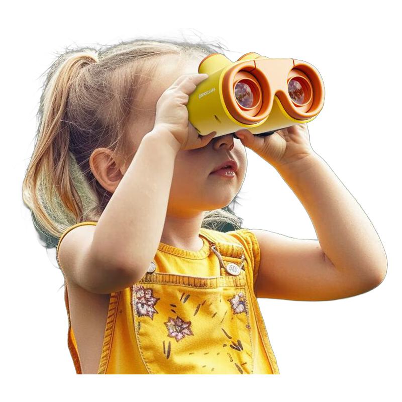 子供用屋外双眼鏡ハイビジョン高倍光学式男女携帯調節可能おもちゃ誕生日プレゼント【レモンイエロー】ハイビジョン望遠鏡+拡大鏡