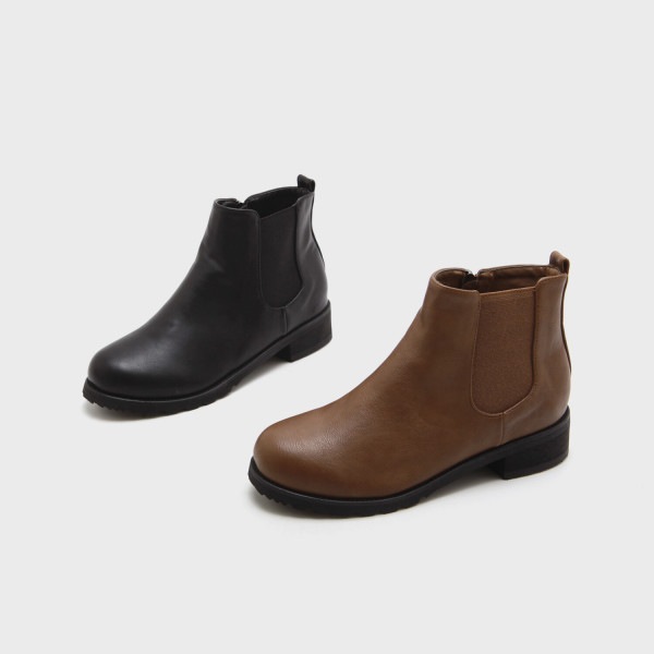 シンプルベーシックデイリーチェルシー女性ショートブーツ(3.5cm)