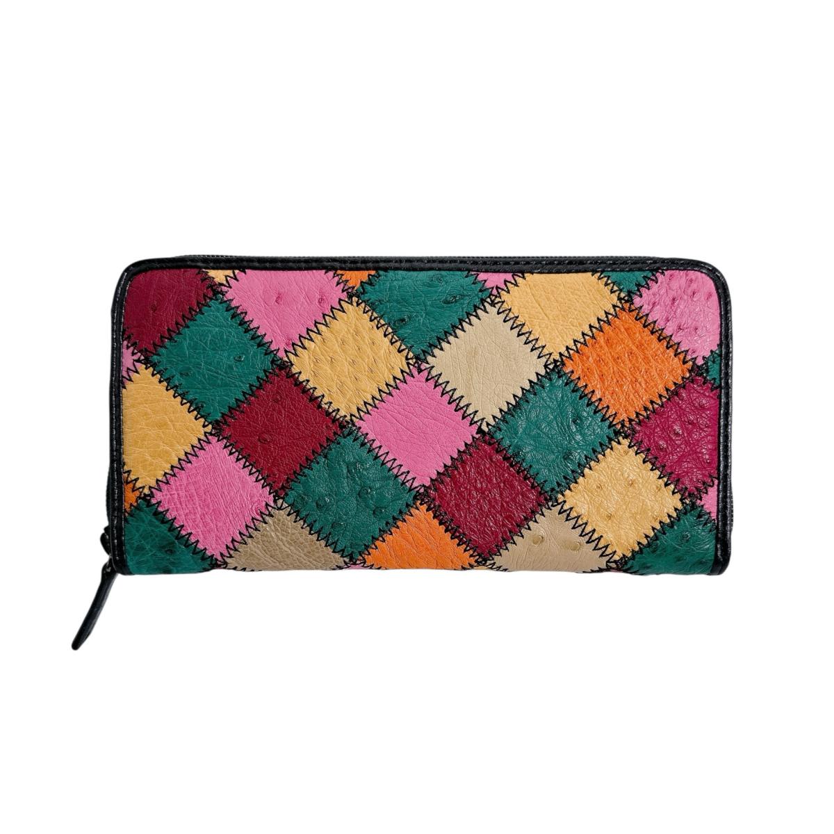 LB-5055 マルチカラー ラウンドファスナー パッチワーク マルチカラー