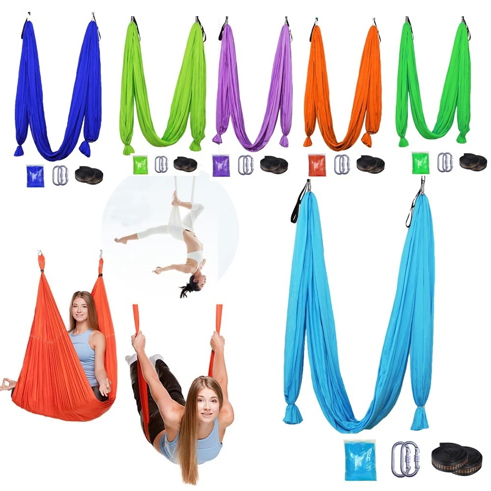 空中ヨガ 空中用ヨガスリング ハンモック ブランコ エアリアル エクササイズ エアロヨガ 収納袋付き