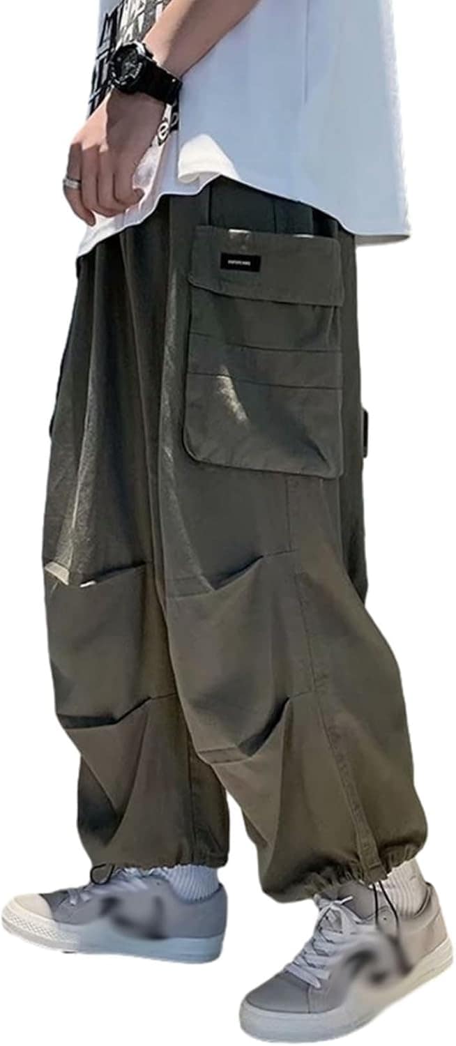 カーゴパンツ 作業パンツ メンズ ウエストゴム ロングパンツ バギー リブ裾 ポケット付き 袴パンツ ボトムス 綿 ダンス リラックス 男性用 カジュアル パンクストリート ゴシック 原宿