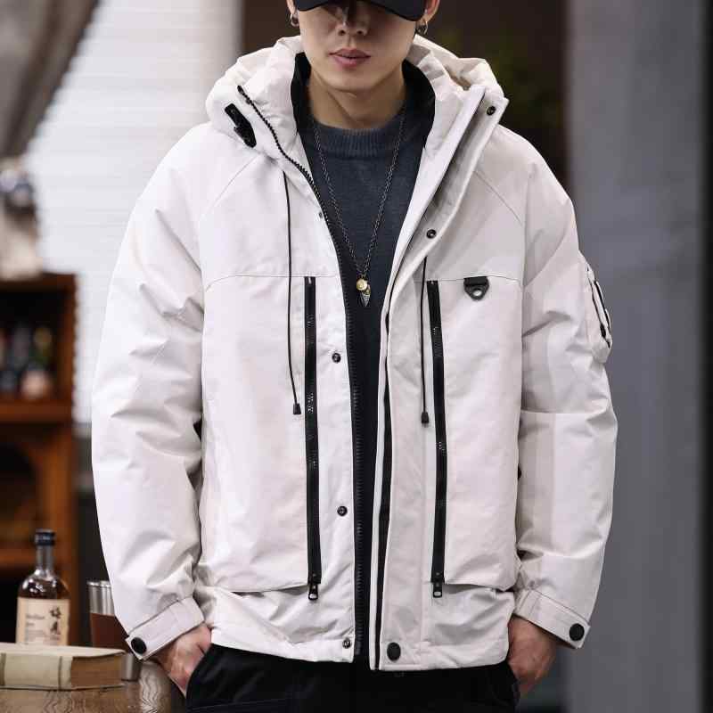 秋冬 コーデ メンズ 服 シンプル ファッション オシャレ 大人 かっこいい 大きいサイズ ストリート 紳士服 フード付き ダウン ジャケット 90 ダック 暖かい ワークジャケット コート トップス