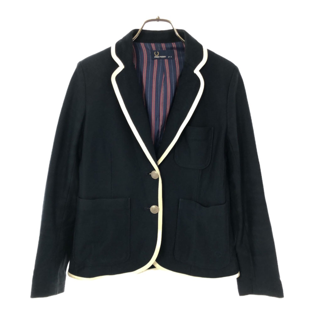 日本製 テーラードジャケット S ブラック 裏ストライプ レディース