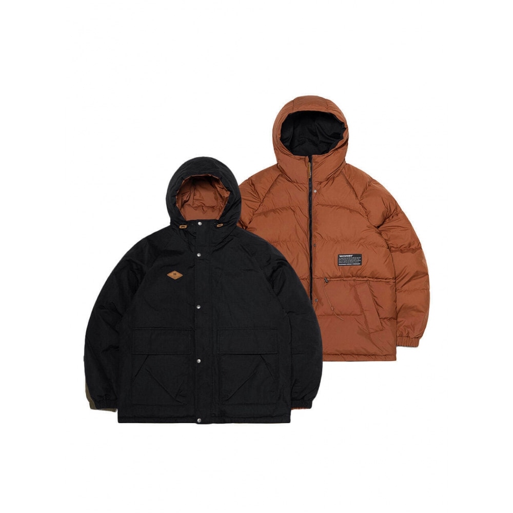 コダックアパレルリバーシブルミッドライトウェイトフード付きダウンブラック