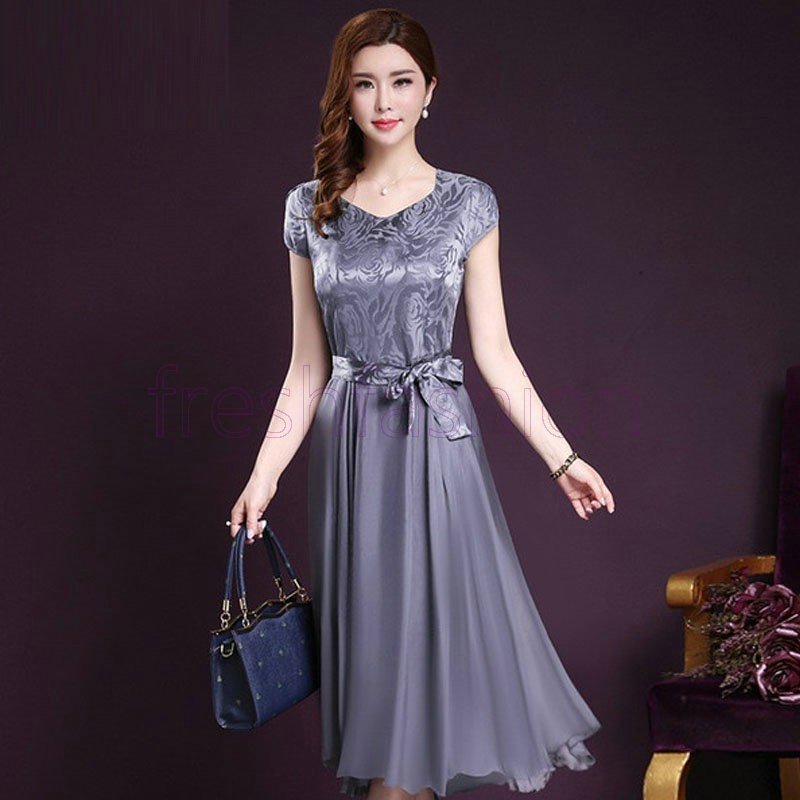 披露宴 プリント柄 フォーマル Aライン チュニック膝丈 シフォン レディース パーティードレス 結婚式 ロング丈 リクルート 着痩せ