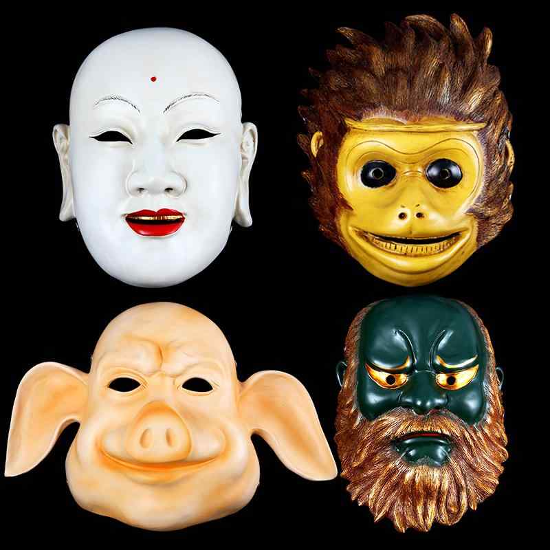 ハロウィン フルフェイス マスク ホラー おもしろ ピエロ しかめっ面 ヒーロー ハロウィン ペンダント 飾り 小道具 孫悟空 猪八戒 マスク